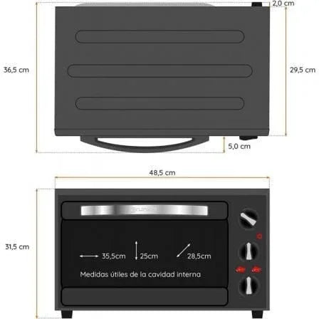 Horno de Sobremesa Grunkel HR-28N RM/ 1600W/ Capacidad 28L - PixelPlaza