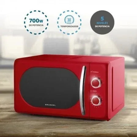 Microondas Grunkel Vintage MW-20ROJO/ 700W/ Capacidad 20L/ Rojo - PixelPlaza