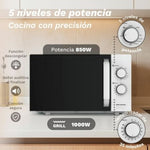 Microondas Grunkel MWG-25GRILL/ 850W/ Capacidad 25L/ Funcion Grill/ Blanco