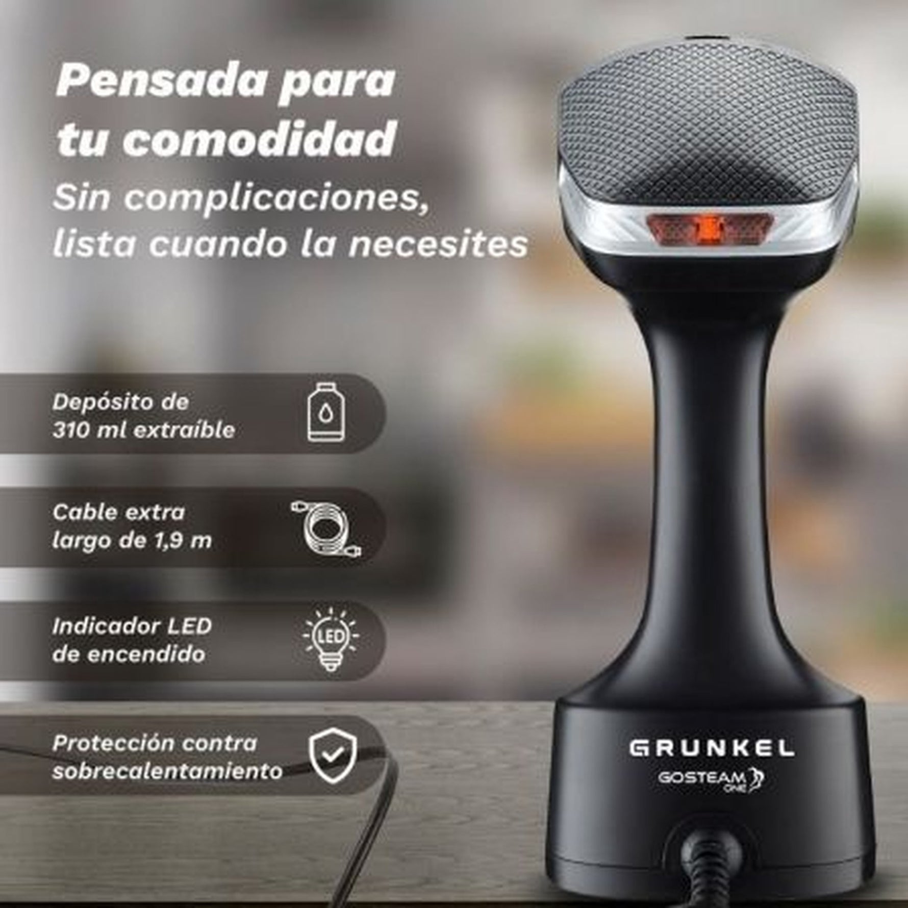 Plancha Vertical Grunkel PV-1600GSO/ 1600W/ Depósito 310ml