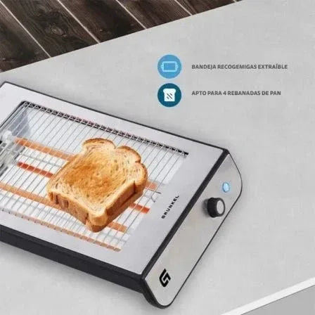 Tostador Grunkel TSP-INOX/ 600W/ Plata - PixelPlaza