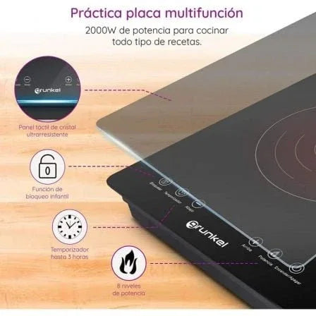 Placa de Inducción Grunkel PIN-2000/ 1 placa de 180mm/ 2000W - PixelPlaza