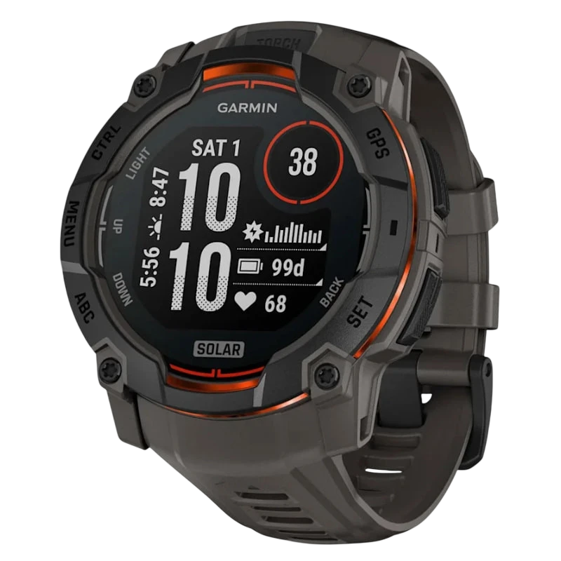 Garmin Instinct 3 50 mm Solar Negro Correa Silicona Carbón 1,1 pulgadas NFC 40 días 10ATM Smartwatch