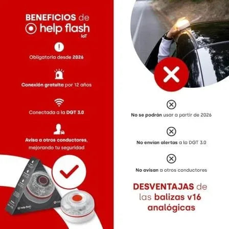 Luz baliza de emergencia para coche Help Flash V16 Connected IoT/ Homologada/ Base Imantada/ Geolocalizable/ Funciona a Pilas - PixelPlaza