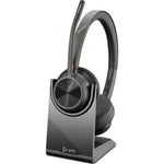 Auriculares Inalámbricos Poly Voyager 4320 UC + Adaptador BT700 + Base de Carga/ con Micrófono/ Bluetooth/ Negros - PixelPlaza
