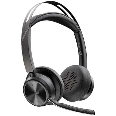 Auriculares Inalámbricos Poly Voyager Focus 2 Microsoft Teams + Adaptador USB-C-A + Soporte de Carga/ con Micrófono/ Bluetooth/ Negros - PixelPlaza