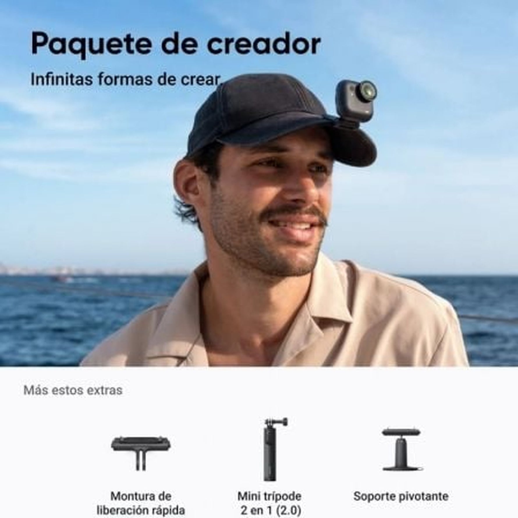 Cámara Digital Deportiva Insta360 GO Ultra Pack Creador/ 4K/ Ángulo de visión 360ş/ Negra