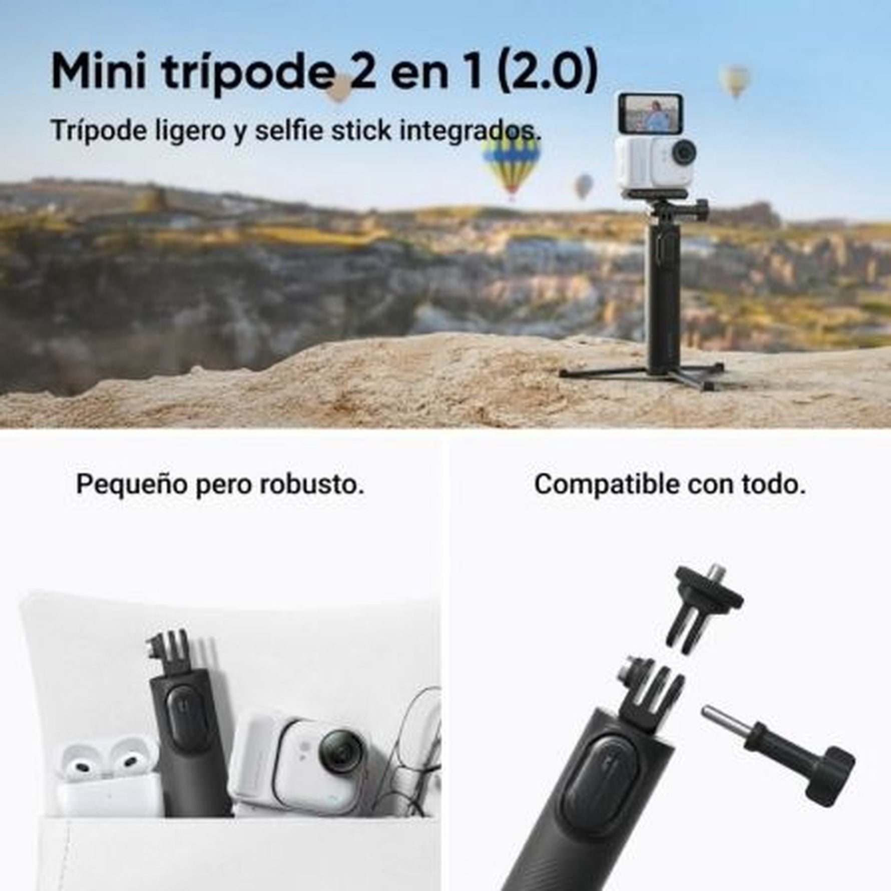 Cámara Digital Deportiva Insta360 GO Ultra Pack Creador/ 4K/ Ángulo de visión 360ş/ Negra