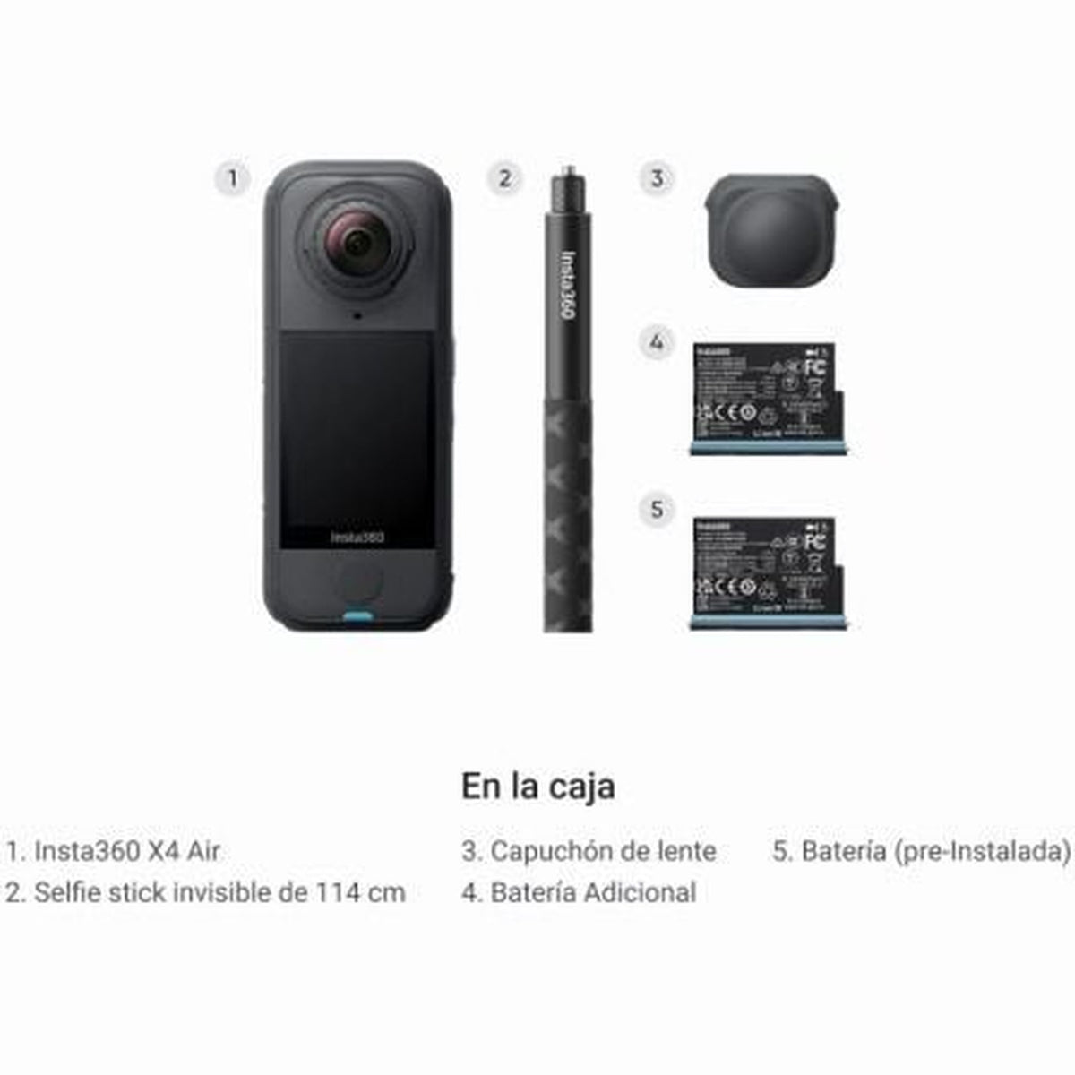 Cámara Digital Deportiva Insta360 X4 Air Pack Principiante/ 8K/ Ángulo de visión 360ş/ Negra
