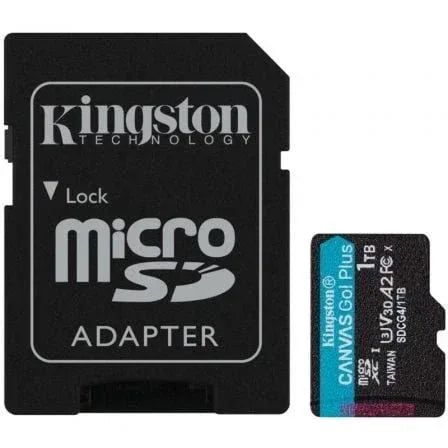 Tarjeta de Memoria Kingston CANVAS Go! Plus 1TB microSD XC con Adaptador/ Clase 10/ 200MBs - PixelPlaza