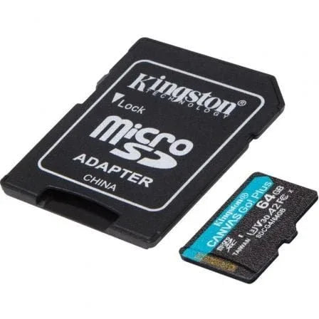 Tarjeta de Memoria Kingston CANVAS Go! Plus 64GB microSD XC con Adaptador/ Clase 10/ 200MBs - PixelPlaza