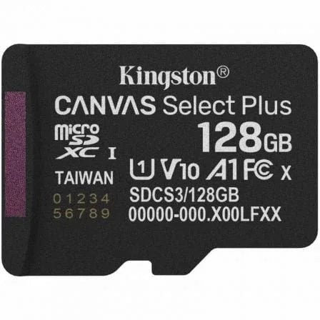Tarjeta de Memoria Kingston CANVAS Select Plus 128GB microSD XC/ Clase 10/ 150MBs - PixelPlaza
