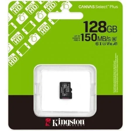 Tarjeta de Memoria Kingston CANVAS Select Plus 128GB microSD XC/ Clase 10/ 150MBs - PixelPlaza