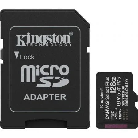 Tarjeta de Memoria Kingston CANVAS Select Plus 128GB microSD XC con Adaptador/ Clase 10/ 150MBs - PixelPlaza