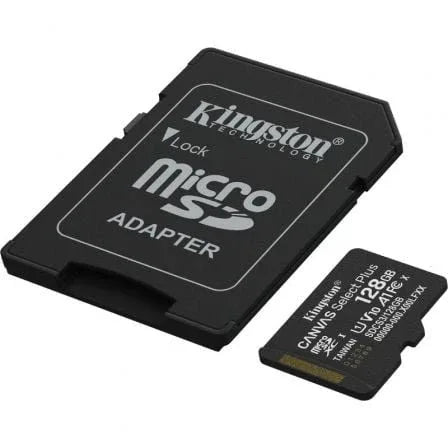 Tarjeta de Memoria Kingston CANVAS Select Plus 128GB microSD XC con Adaptador/ Clase 10/ 150MBs - PixelPlaza