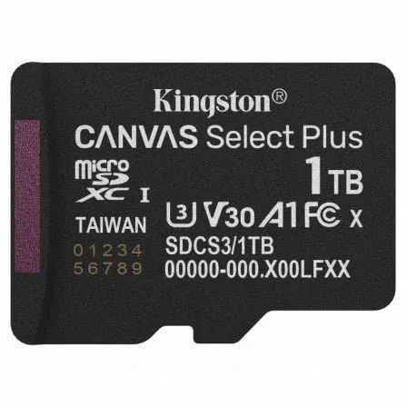 Tarjeta de Memoria Kingston CANVAS Select Plus 1TB microSD XC/ Clase 10/ 150MBs - PixelPlaza