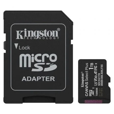 Tarjeta de Memoria Kingston CANVAS Select Plus 1TB microSD XC con Adaptador/ Clase 10/ 150MBs - PixelPlaza
