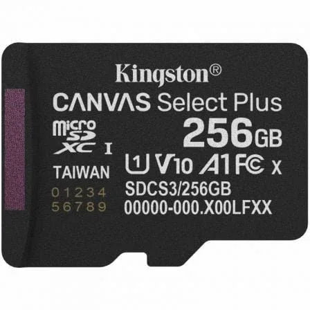 Tarjeta de Memoria Kingston CANVAS Select Plus 256GB microSD XC/ Clase 10/ 150MBs - PixelPlaza