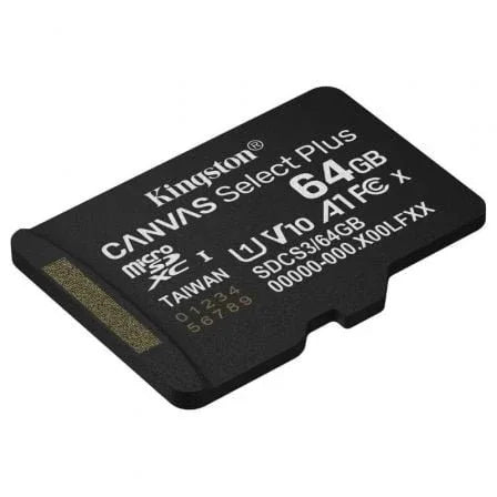 Tarjeta de Memoria Kingston CANVAS Select Plus 64GB microSD XC/ Clase 10/ 100MBs - PixelPlaza