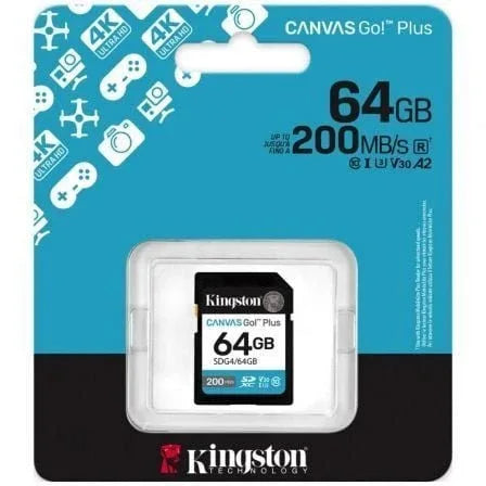 Tarjeta de Memoria Kingston CANVAS Go! Plus 64GB SD XC/ Clase 10/ 200MBs - PixelPlaza
