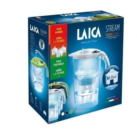 Pack Jarra Filtrante Laica Stream Line/ 2.3L/ Blanca/ Jarra + 3 Filtros BI-FLUX - PixelPlaza