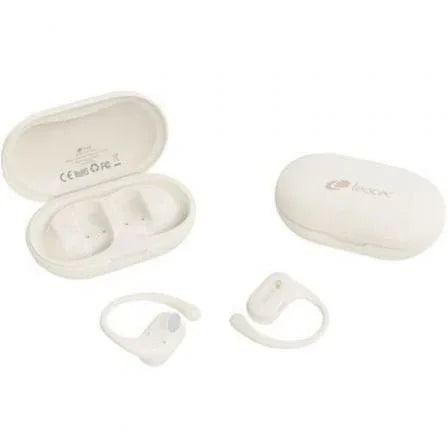 Auriculares Deportivos Bluetooth Leotec Open Air Zenith Sport con estuche de carga/ Autonomía 6.5h/ Beige - PixelPlaza
