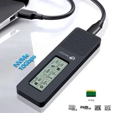 Caja Externa para Disco SSD M.2 NVMe Leotec LEM2EXT01/ USB 3.2/ con Pantalla LCD - PixelPlaza