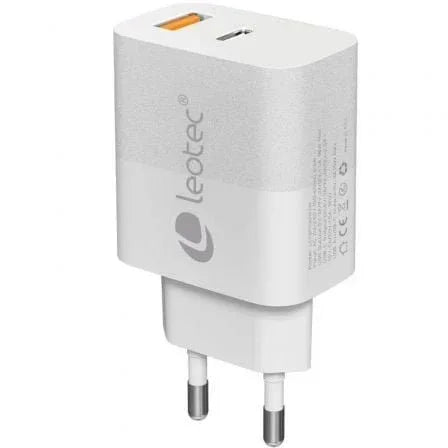 Cargador de Pared GaN Leotec LECSPH30W2W/ 1xUSB Tipo-C/ 1xUSB/ 30W - PixelPlaza