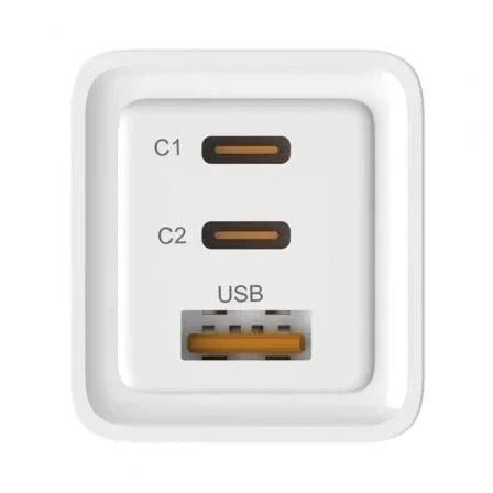 Cargador de Pared GaN Leotec LECSPH65W3W/ 2xUSB Tipo-C/ 1xUSB/ 65W - PixelPlaza