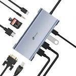 Docking USB Tipo-C Leotec LEDS01/ 3xUSB/ 2xUSB Tipo-C/ 1xUSB Tipo-C PD/ 1xHDMI 4K/ 1xVGA/ 1xRJ45/ 1xAudio/ 1xLector Tarjetas SD y MicroSD/ Gris - PixelPlaza