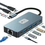 Docking USB Tipo-C Leotec LEDS02/ 3xUSB/ 1xUSB Tipo-C/ 1xUSB Tipo-C PD/ 2xHDMI 4K/ 1xRJ45/ 1xLector Tarjetas SD y MicroSD/ Gris - PixelPlaza