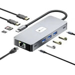 Docking USB Tipo-C Leotec LEDS02/ 3xUSB/ 1xUSB Tipo-C/ 1xUSB Tipo-C PD/ 2xHDMI 4K/ 1xRJ45/ 1xLector Tarjetas SD y MicroSD/ Gris - PixelPlaza