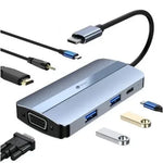 Docking USB Tipo-C Leotec LEDS04/ 2xUSB/ 1xUSB Tipo-C/ 1xUSB Tipo-C PD/ 1xHDMI 4K/ 1xVGA/ 1xAudio/ Azul - PixelPlaza