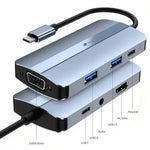 Docking USB Tipo-C Leotec LEDS04/ 2xUSB/ 1xUSB Tipo-C/ 1xUSB Tipo-C PD/ 1xHDMI 4K/ 1xVGA/ 1xAudio/ Azul - PixelPlaza