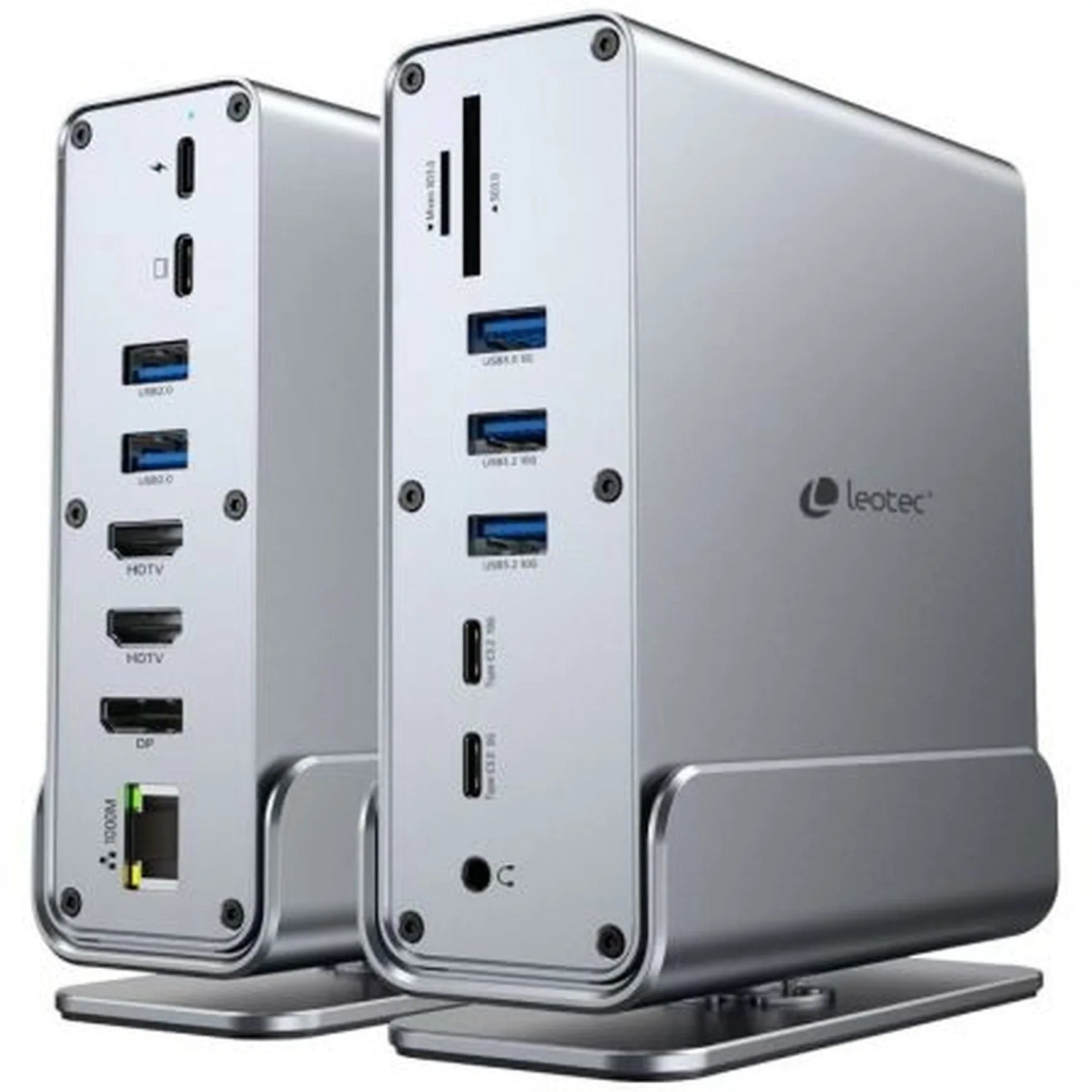 Docking USB Tipo-C Leotec LEDS06/ 5xUSB/ 2xUSB Tipo-C/ 1xUSB Tipo-C PD/ 1xDisplayPort/ 2xHDMI 4K/ 1xRJ45/ 1xJack 3.5/ 1xLector de Tarjetas/ Gris - PixelPlaza