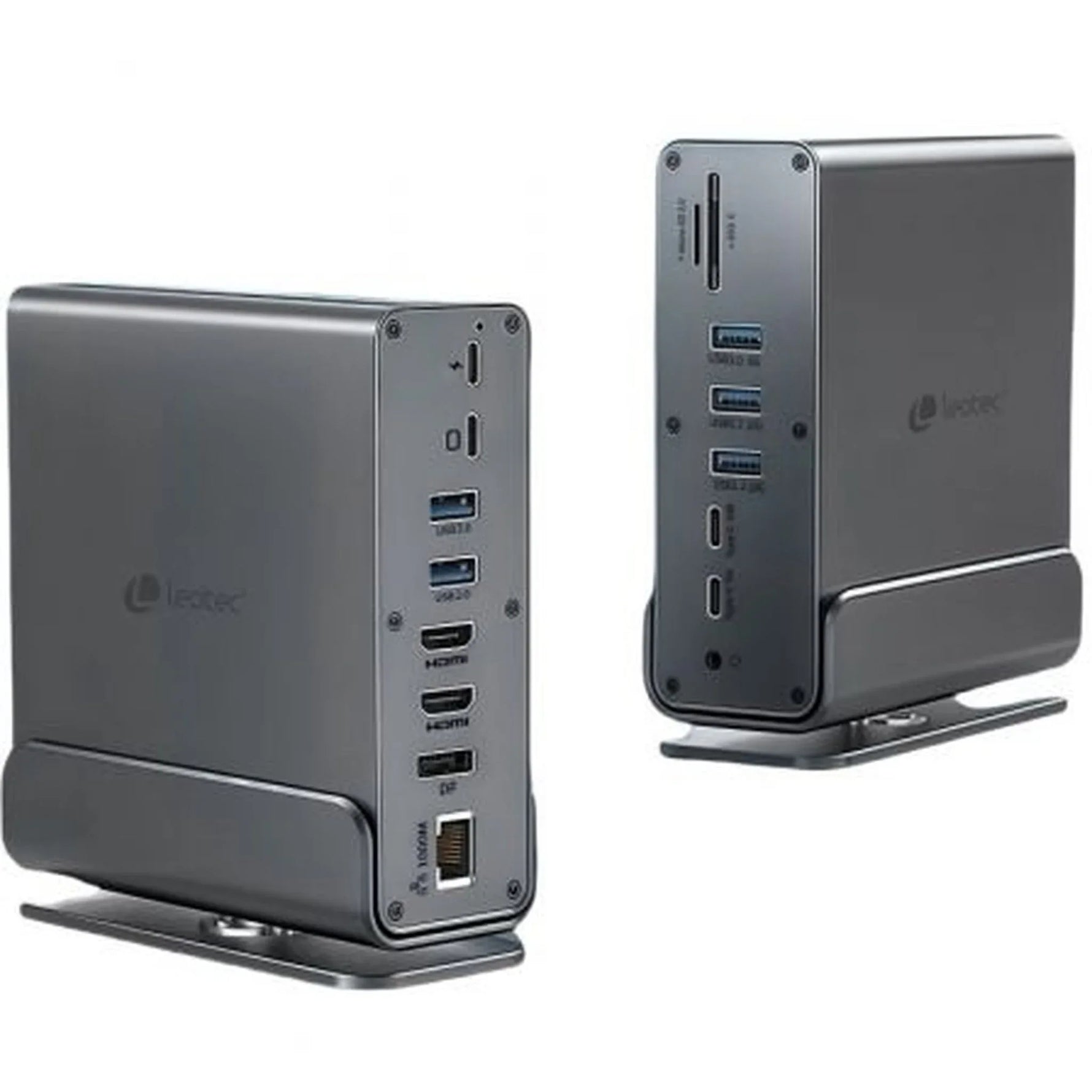 Docking USB Tipo-C Leotec LEDS06/ 5xUSB/ 2xUSB Tipo-C/ 1xUSB Tipo-C PD/ 1xDisplayPort/ 2xHDMI 4K/ 1xRJ45/ 1xJack 3.5/ 1xLector de Tarjetas/ Gris - PixelPlaza