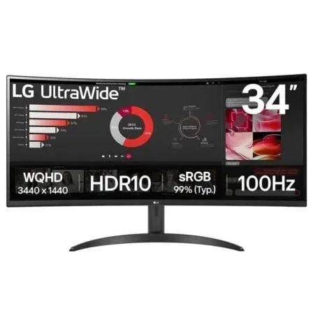 Monitor Profesional Ultrapanorßmico Curvo LG 34WR50QK-B 34"/ WQHD/ Negro - PixelPlaza