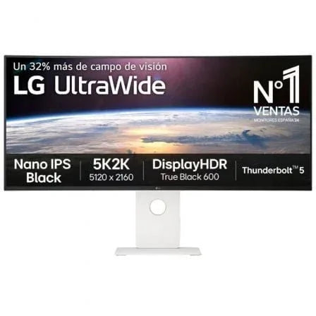 Monitor Gaming Ultraparonámico Curvo LG UltraGear 40U990A-W 40"/ 5K2K/ Multimedia/ 1ms/ 120Hz/ IPS/ Regulable en altura/ Blanco - PixelPlaza