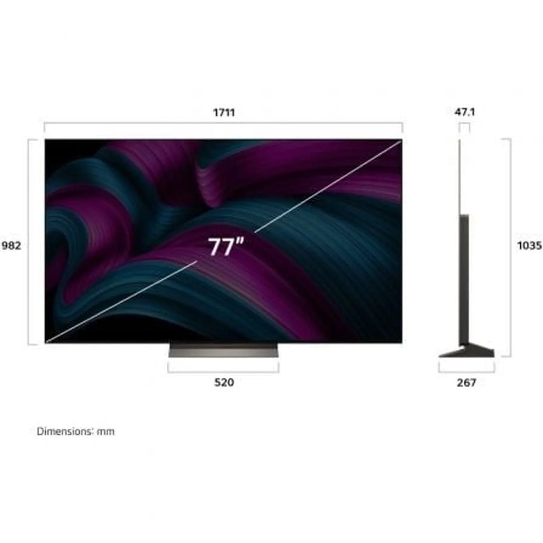 Televisor LG OLED Evo AI C5 OLED77C56LB 77"/ Ultra HD 4K/ Smart TV/ WiFi - PixelPlaza