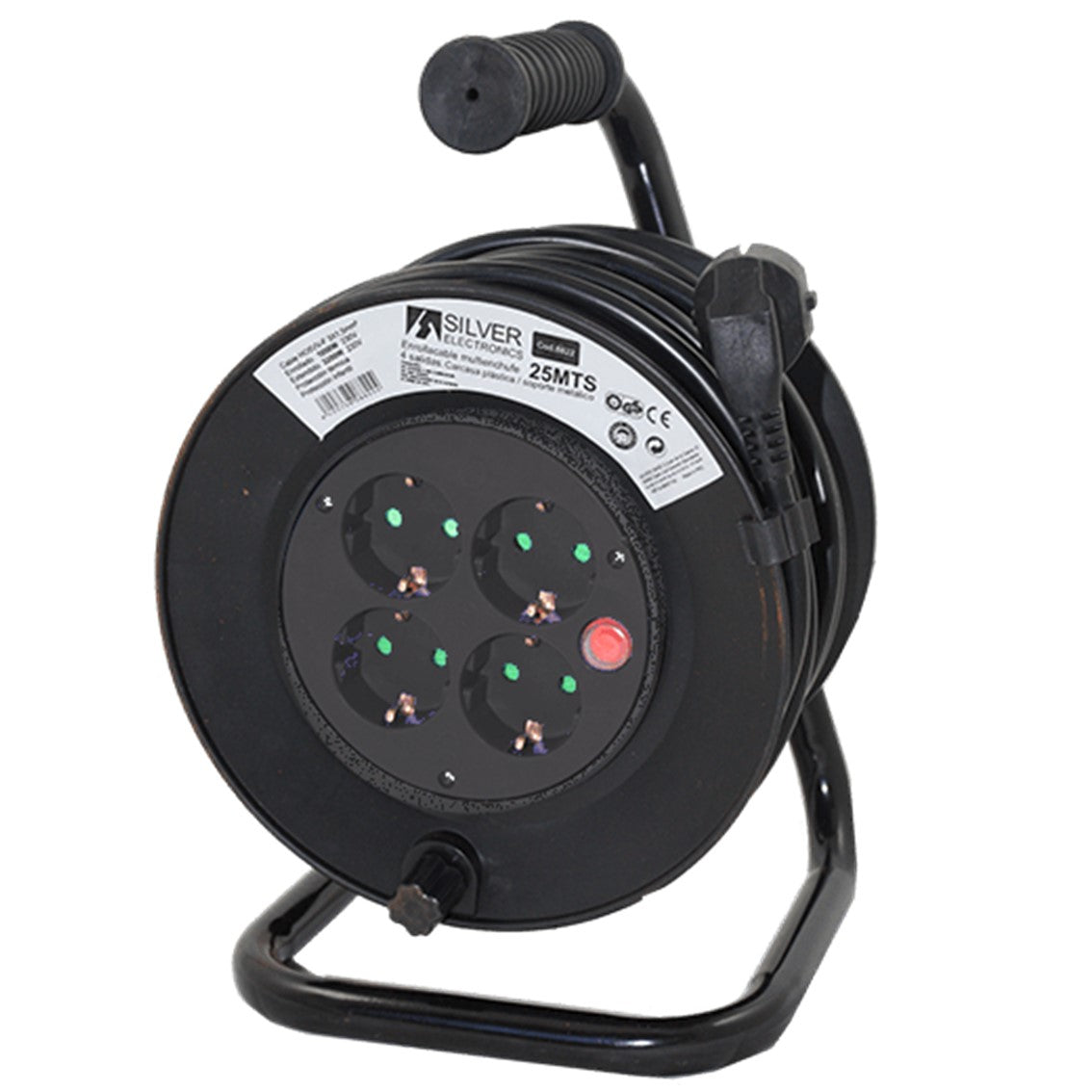 Regleta alargadera enrollacables 4 tomas · 15m · 16a · 250v · 3x1.5mm · color azul