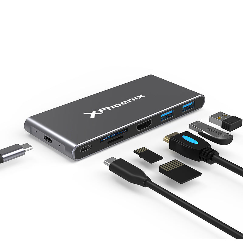 Docking caja externa phoenix para disco M.2 con hub USB tipo c 6 en 1
