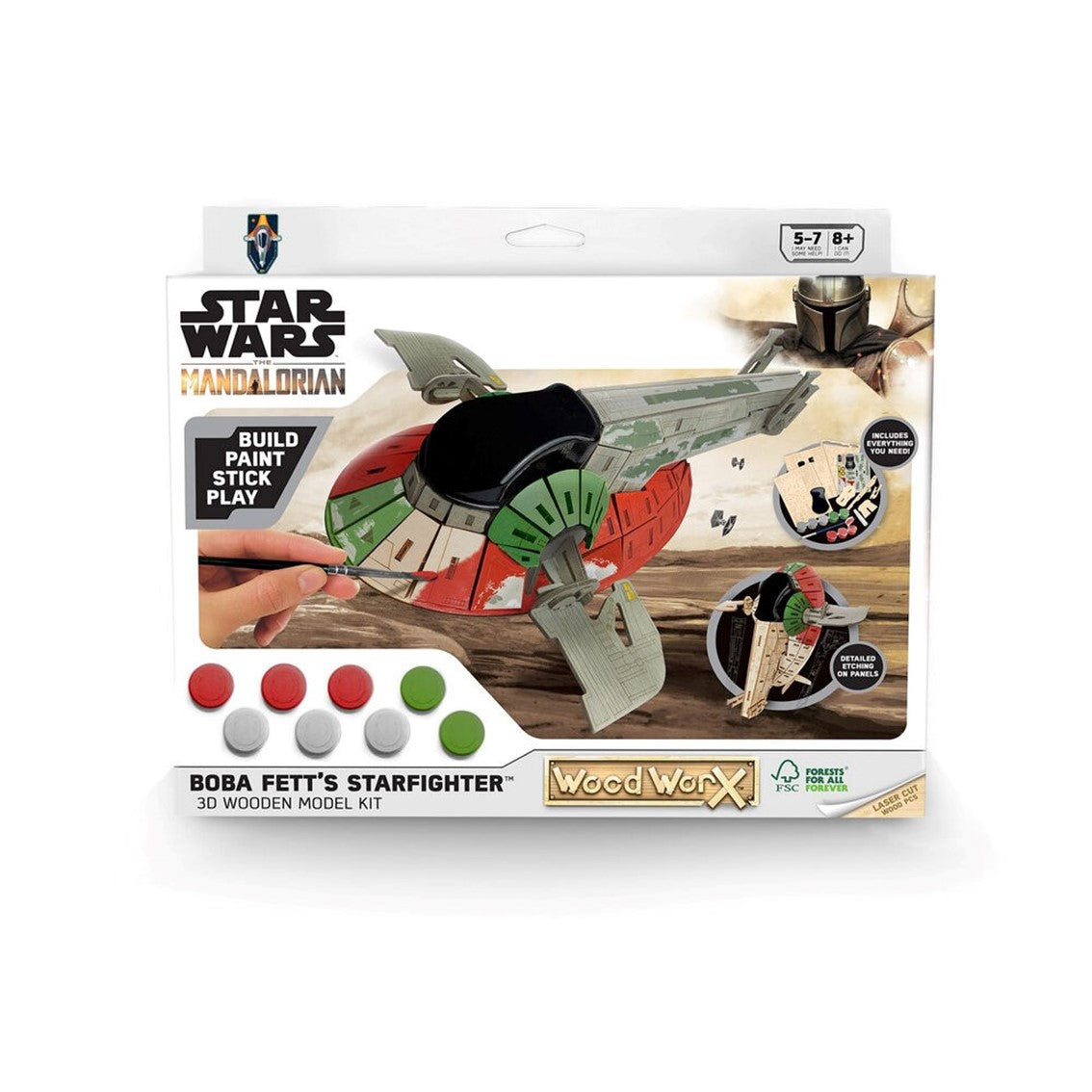 Replica madera para pintar Woodwork star wars bobba fett slave 1
