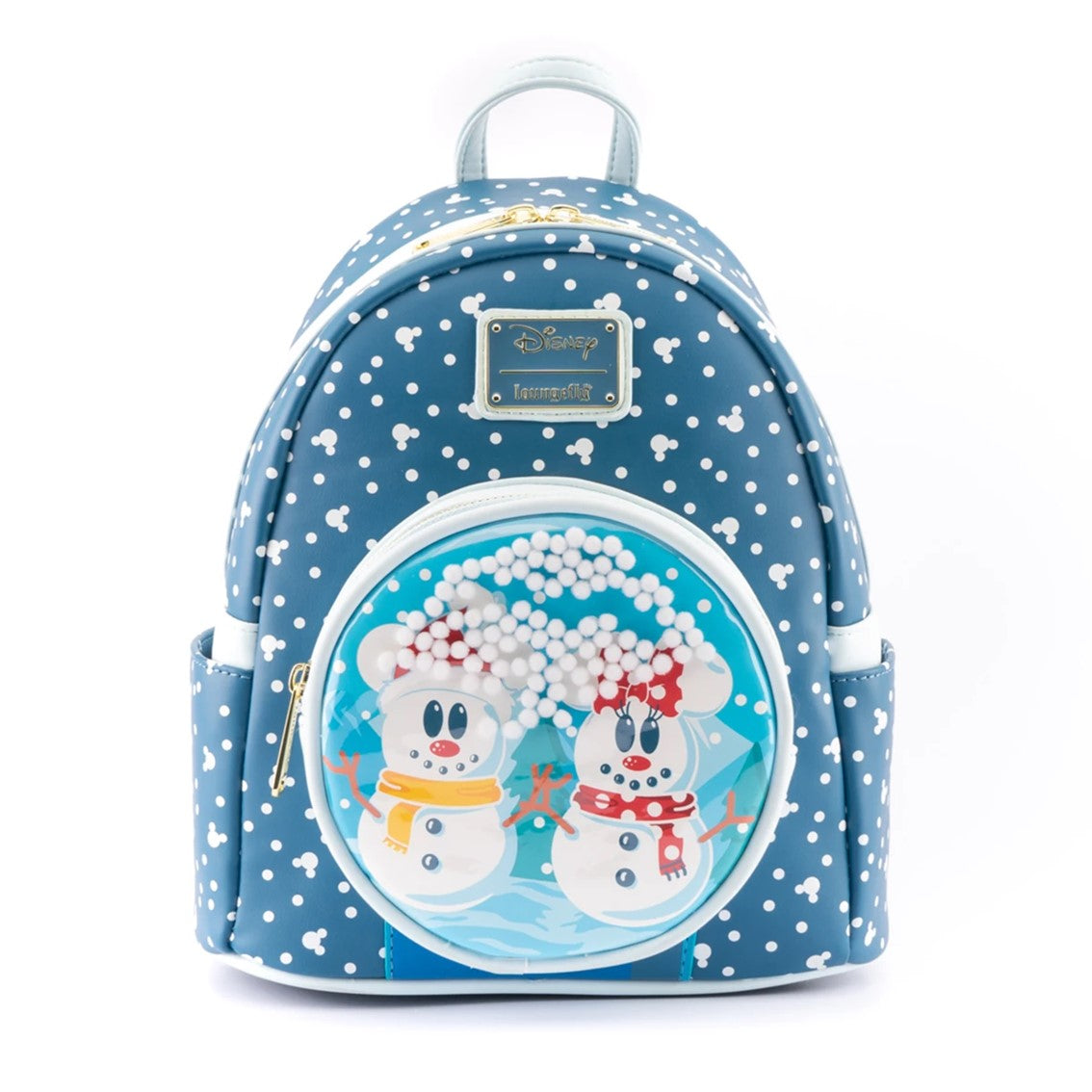 Mochila Loungefly disney minnie y mickey muñecos de nieve