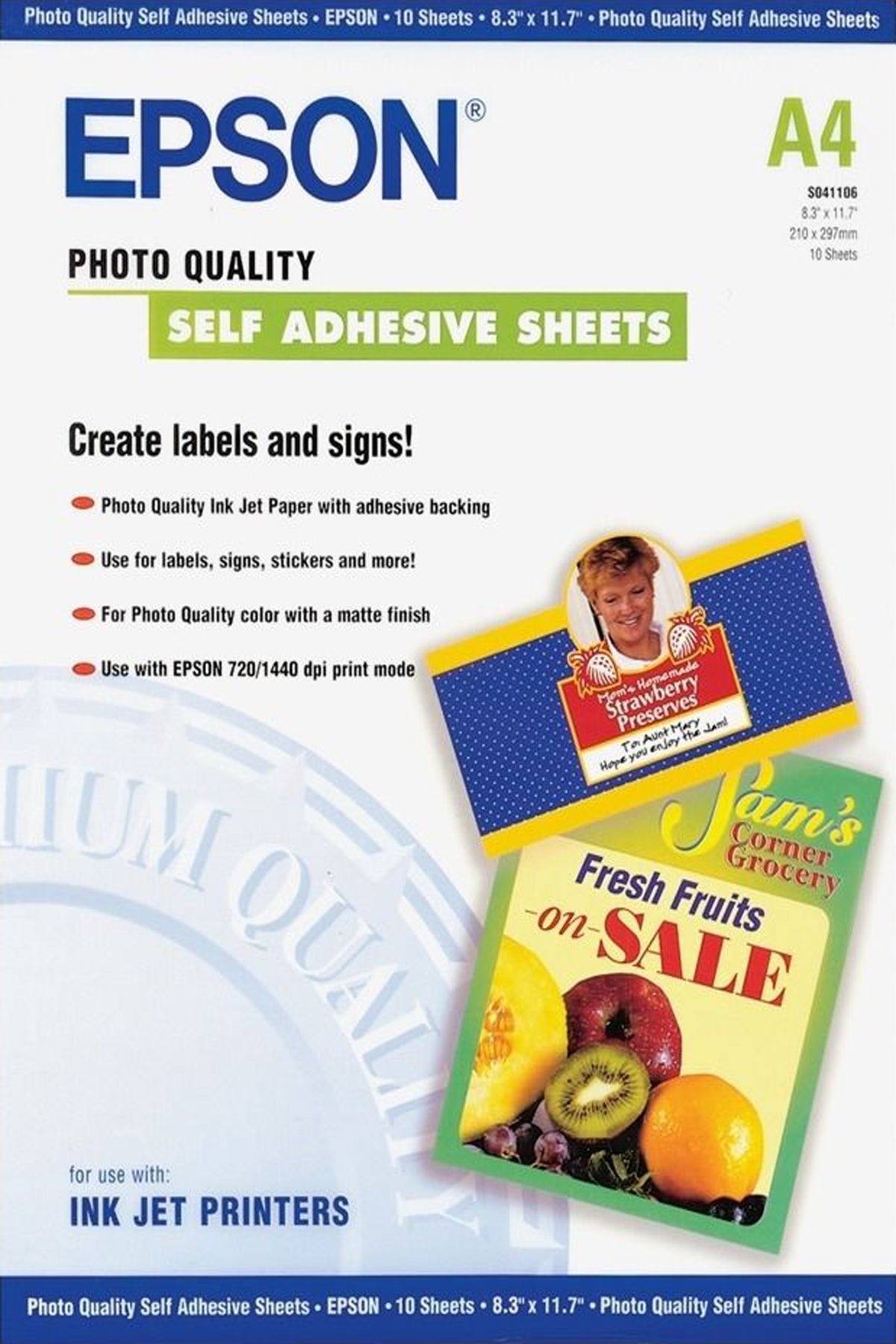 Papel Epson autoadhesivo especial hq  a4 -  10 hojas