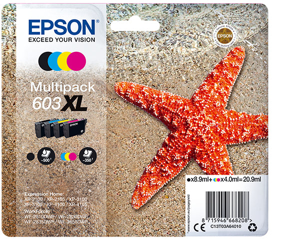 Multipack cartucho tinta epson 603xl c13t03a64020 negro -  cian -  amarillo -  magenta -  estrella de mar