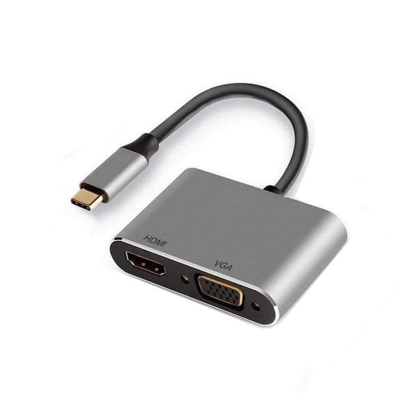 Adaptador Ewent USB tipo c a HDMI 4K y vga 15cm - macho · hembra