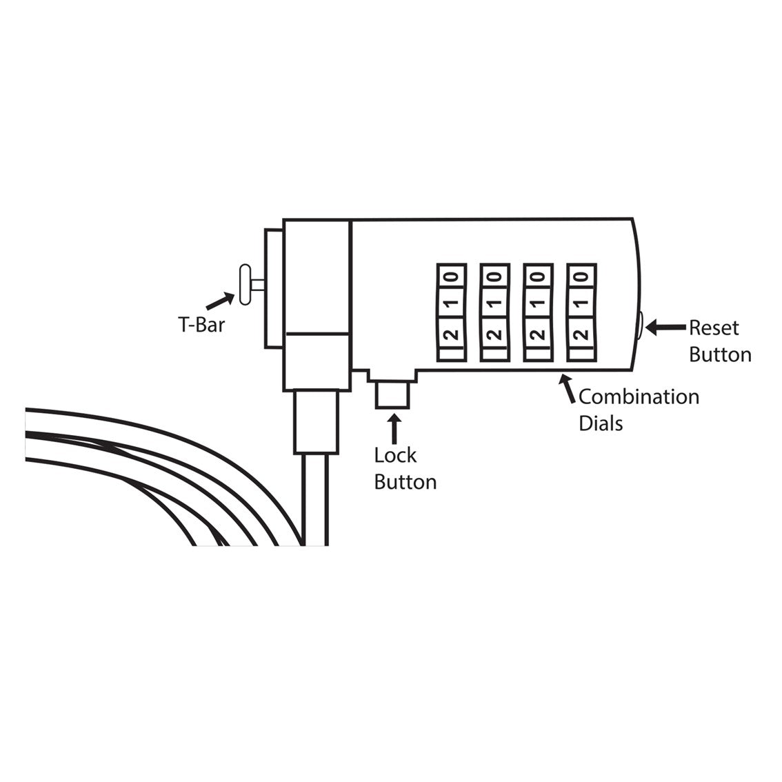 Cable de seguridad Ewent para portátil · kesington combinación de numeros 4 digitos · 1.5m