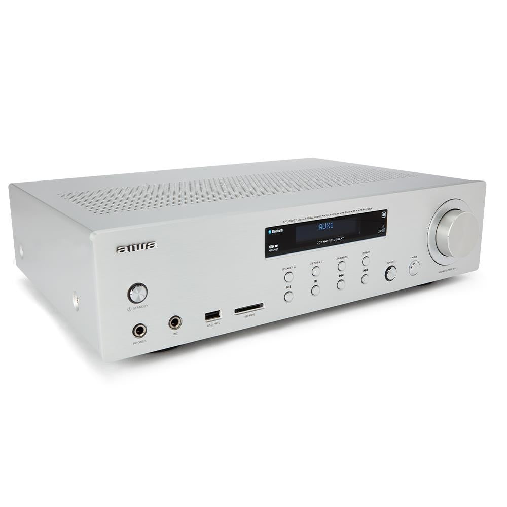 Amplificador estereo aiwa amu - 120bt 120w silver