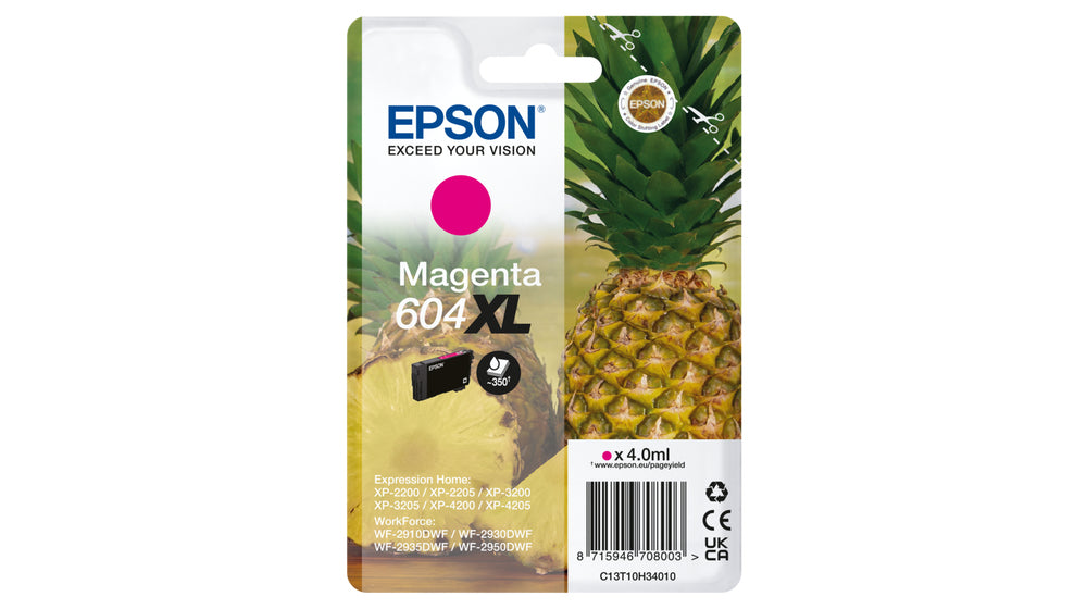 Cartucho Epson 604xl magenta c13t10h34010 xp2200 wf - 2910 piña