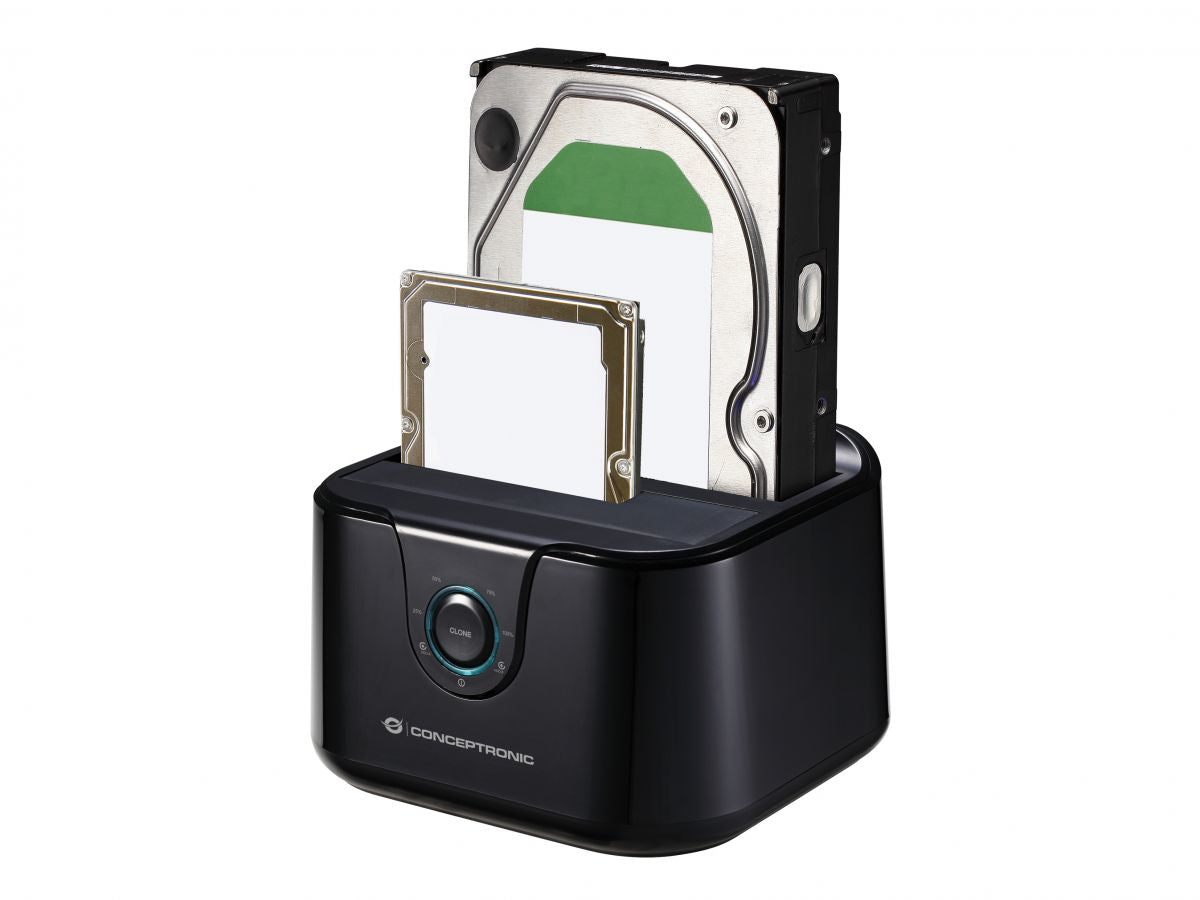 Base dock discos sata conceptronic 2 bahias 2.5 pulgadas -  3.5 pulgadas - usb tipo c - sata - funcion clonacion